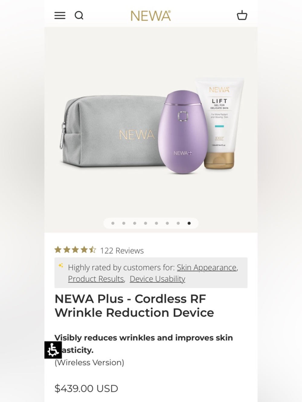 NEWA Plus - Cordless RF
Wrinkle Reduction Device